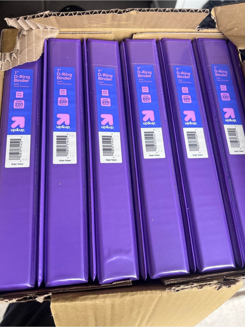 Case of 12 Purple 1" D-Ring Binder - Durable Home Party Organizer